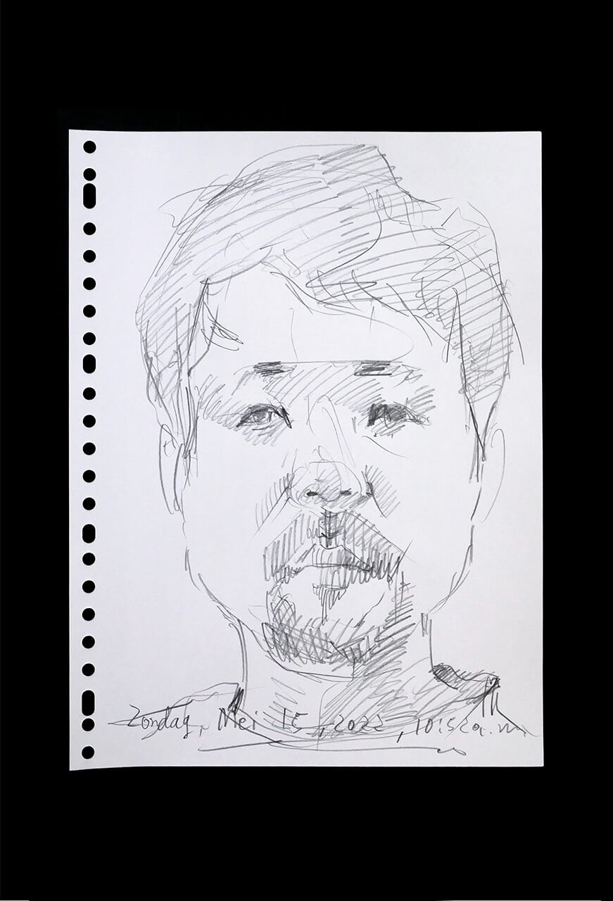 Contemporary artist SHINTAKU Tomoni's 2022/5/15 Self-portrait or pencil drawing