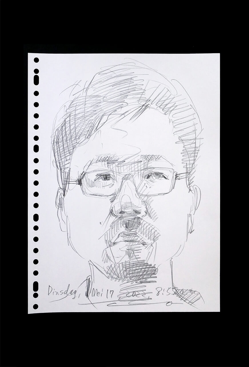 Contemporary artist SHINTAKU Tomoni's 2022/5/17 Self-portrait or pencil drawing