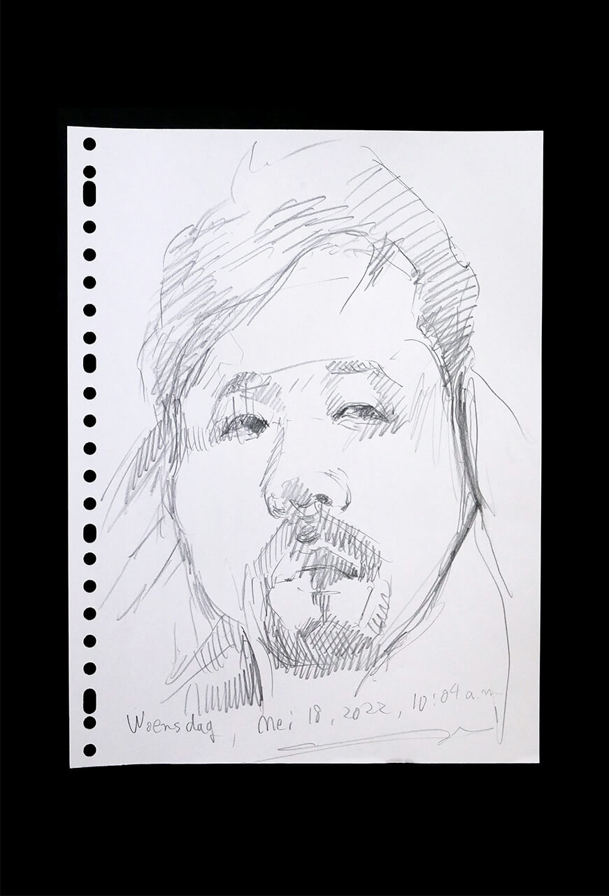 Contemporary artist SHINTAKU Tomoni's 2022/5/18 Self-portrait or pencil drawing