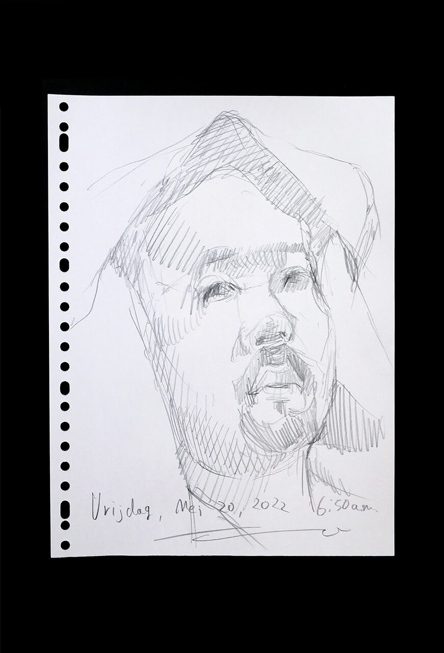 Contemporary artist SHINTAKU Tomoni's 2022/5/20 Self-portrait or pencil drawing