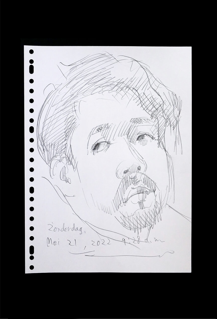 Contemporary artist SHINTAKU Tomoni's 2022/5/21 Self-portrait or pencil drawing