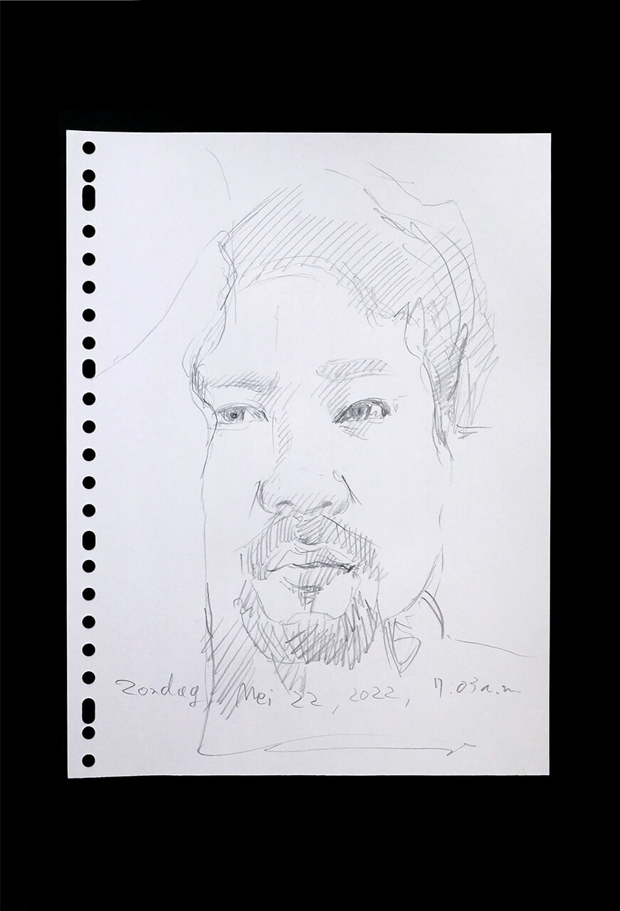 Contemporary artist SHINTAKU Tomoni's 2022/5/22 Self-portrait or pencil drawing