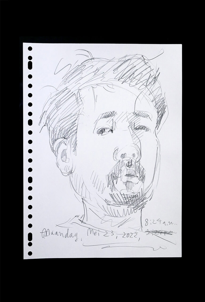 Contemporary artist SHINTAKU Tomoni's 2022/5/23 Self-portrait or pencil drawing