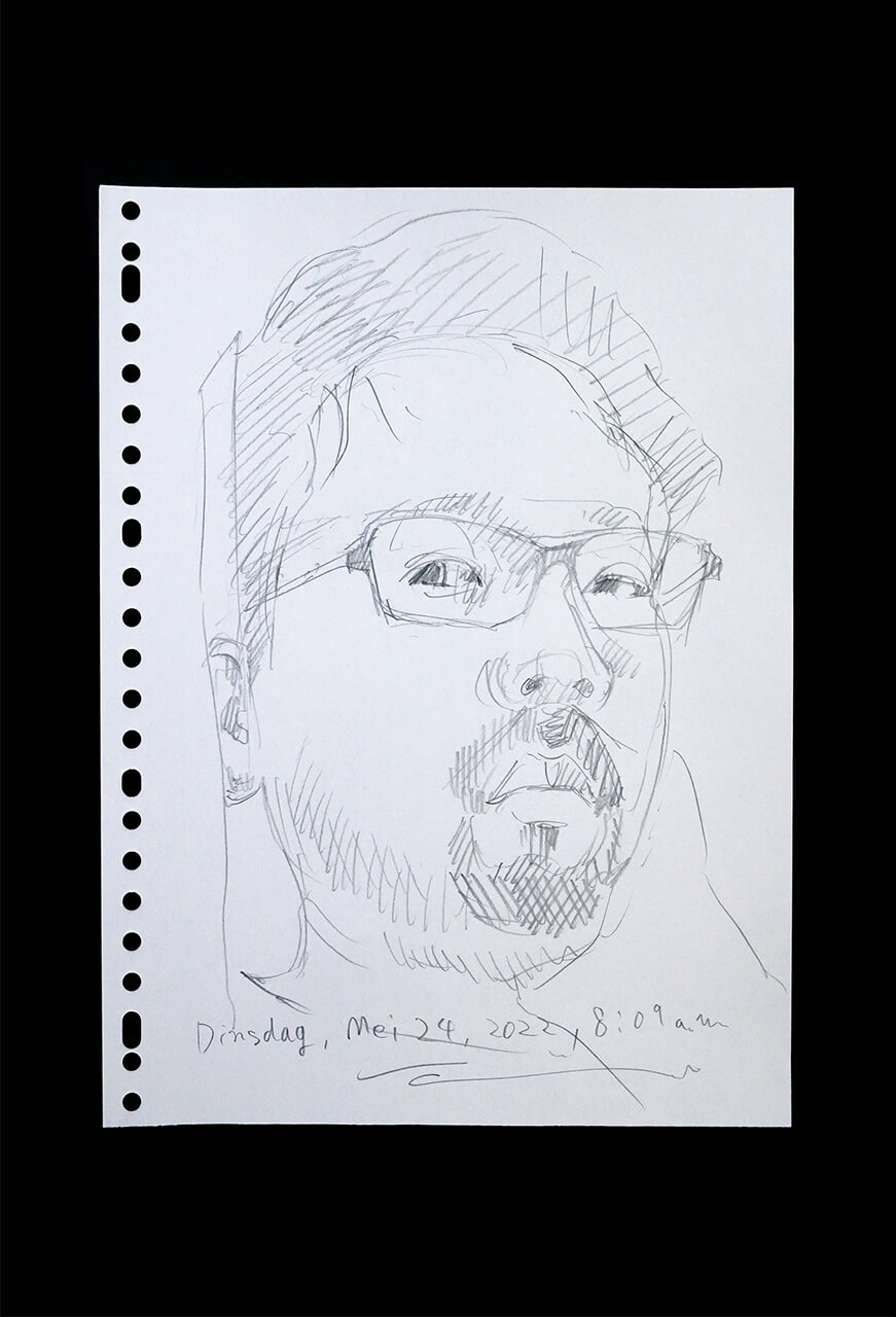Contemporary artist SHINTAKU Tomoni's 2022/5/24 Self-portrait or pencil drawing