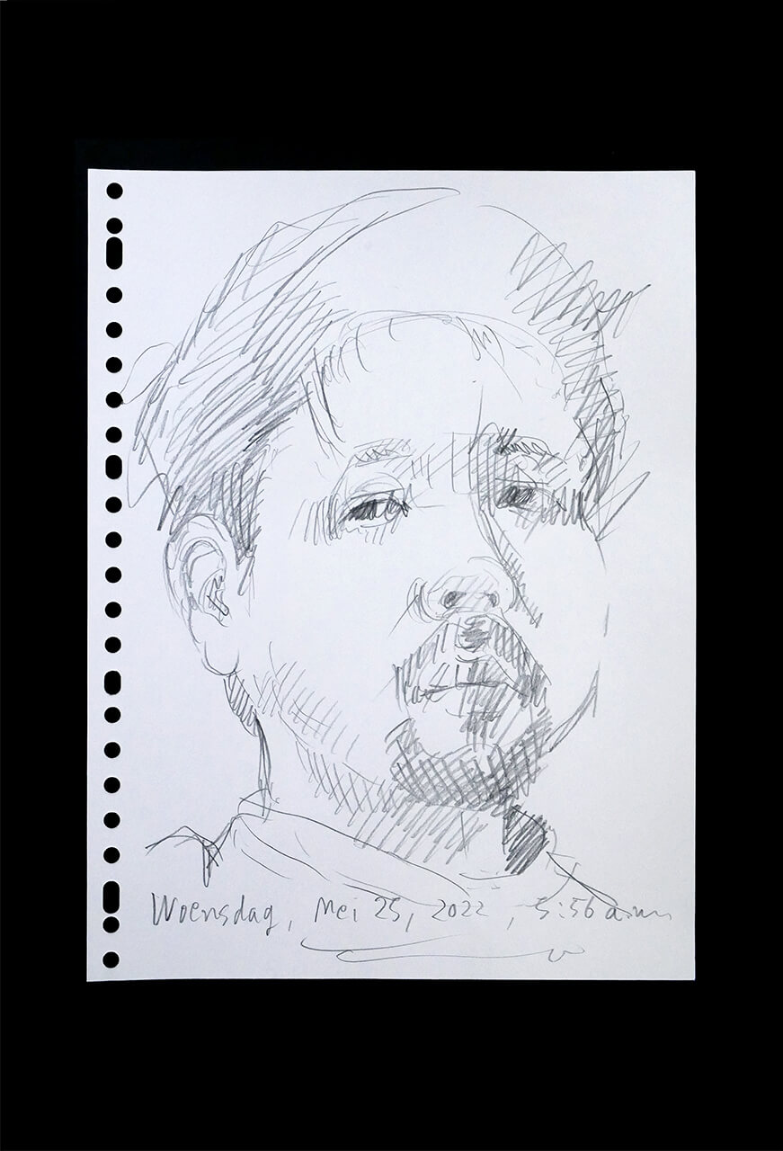 Contemporary artist SHINTAKU Tomoni's 2022/5/25 Self-portrait or pencil drawing
