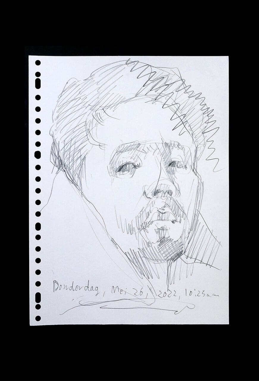 Contemporary artist SHINTAKU Tomoni's 2022/5/26 Self-portrait or pencil drawing