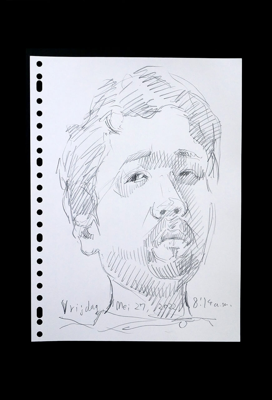 Contemporary artist SHINTAKU Tomoni's 2022/5/27 Self-portrait or pencil drawing