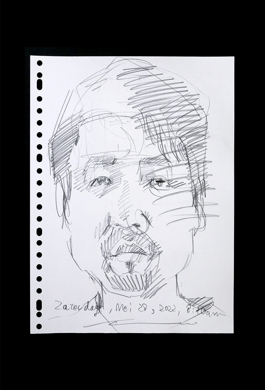Contemporary artist SHINTAKU Tomoni's 2022/5/28 Self-portrait or pencil drawing