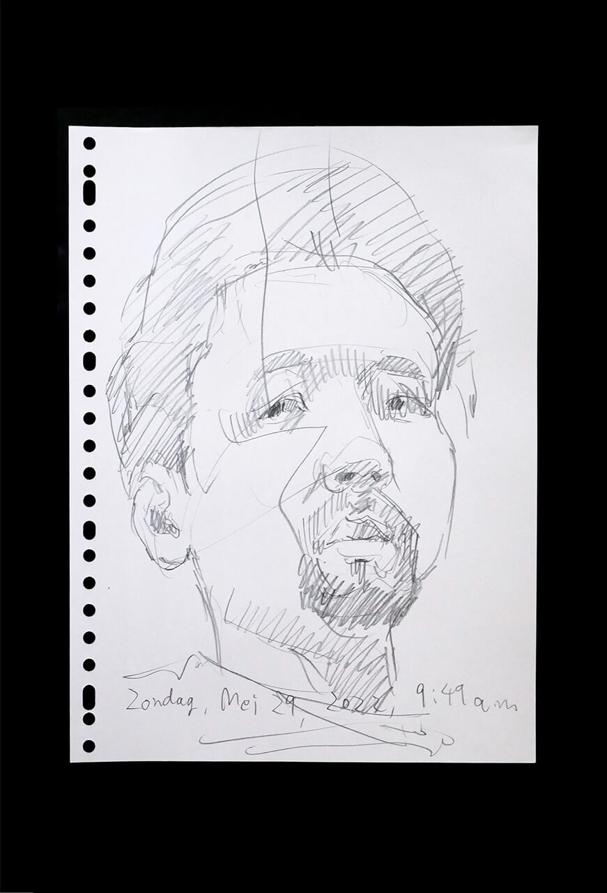 Contemporary artist SHINTAKU Tomoni's 2022/5/29 Self-portrait or pencil drawing