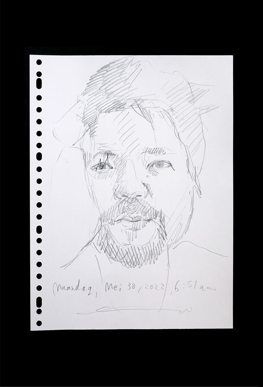 Contemporary artist SHINTAKU Tomoni's 2022/5/30 Self-portrait or pencil drawing