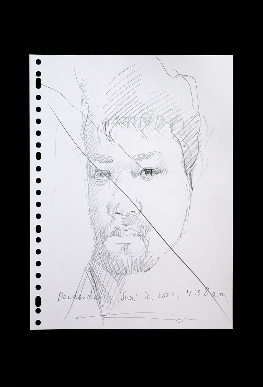 Contemporary artist SHINTAKU Tomoni's 2022/6/2 Self-portrait or pencil drawing