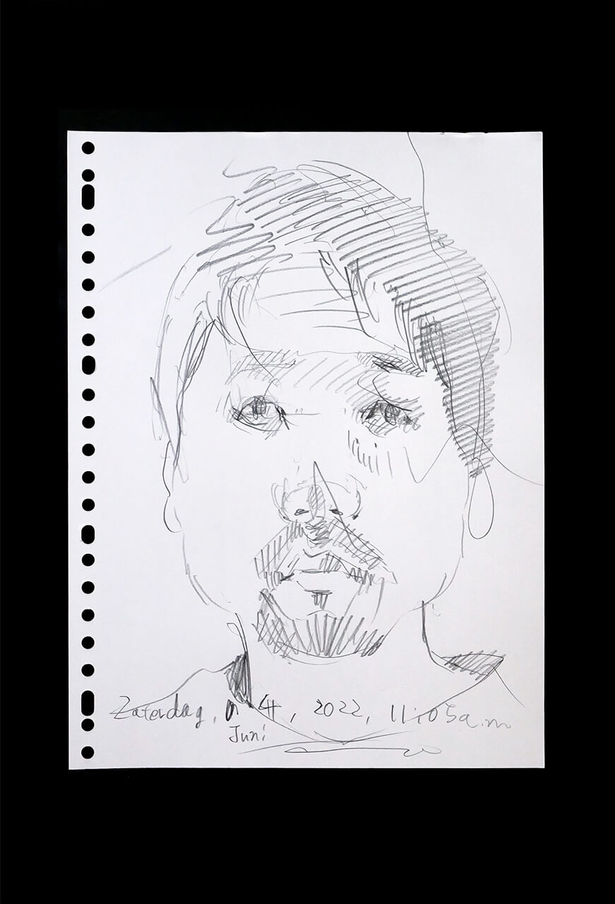 Contemporary artist SHINTAKU Tomoni's 2022/6/4 Self-portrait or pencil drawing