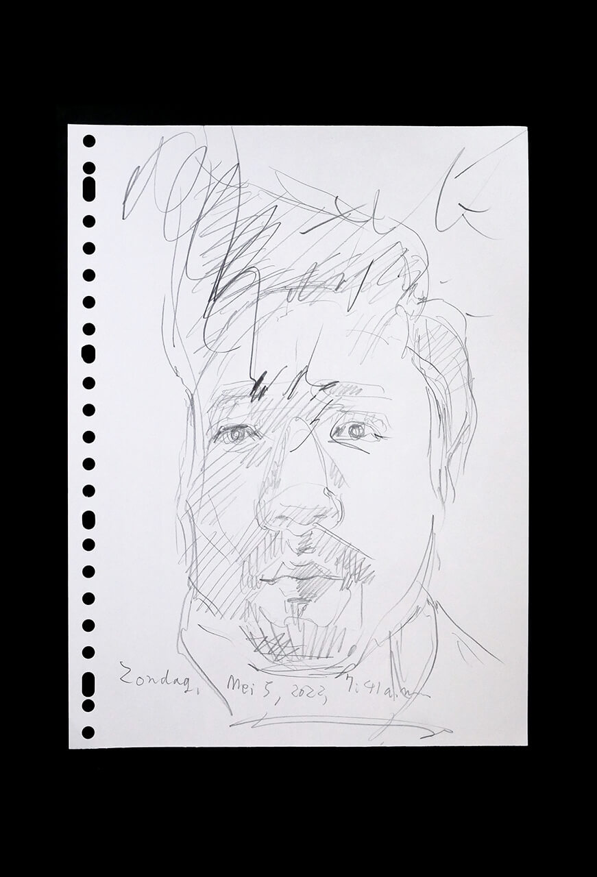 Contemporary artist SHINTAKU Tomoni's 2022/6/5 Self-portrait or pencil drawing