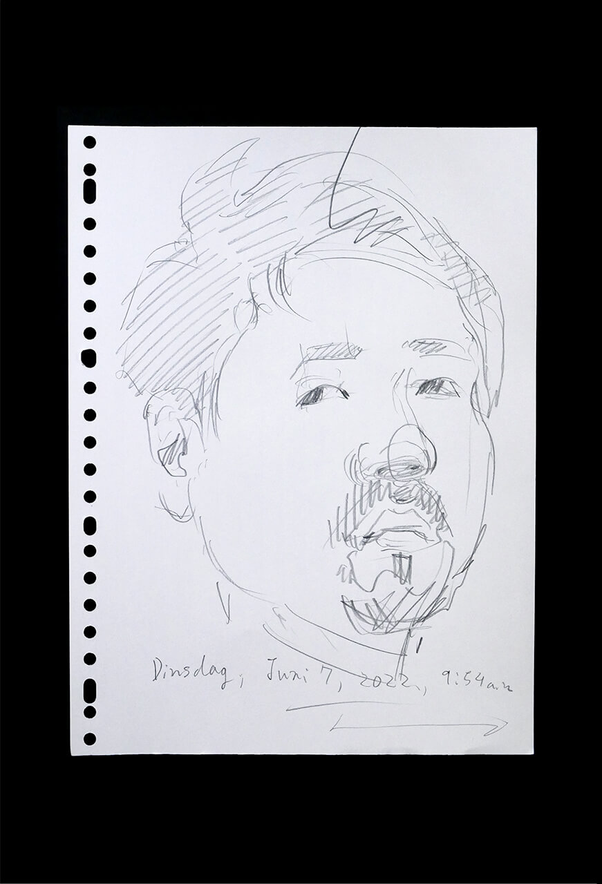 Contemporary artist SHINTAKU Tomoni's 2022/6/7 Self-portrait or pencil drawing