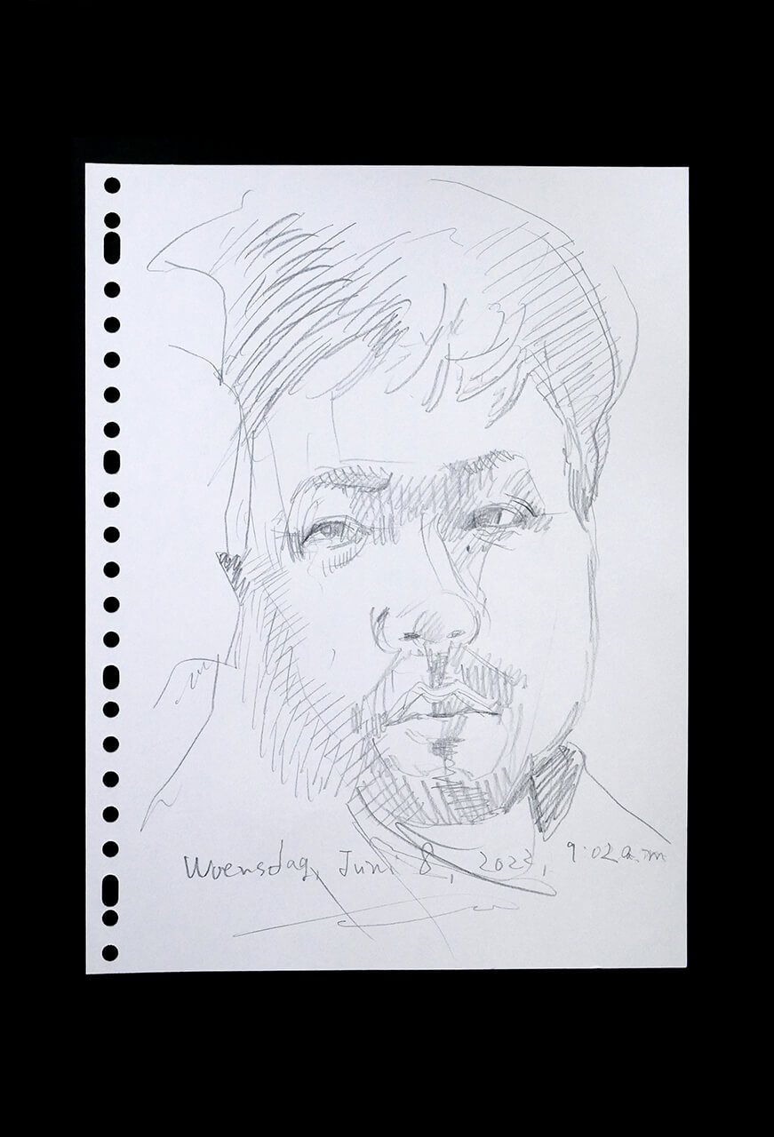Contemporary artist SHINTAKU Tomoni's 2022/6/8 Self-portrait or pencil drawing