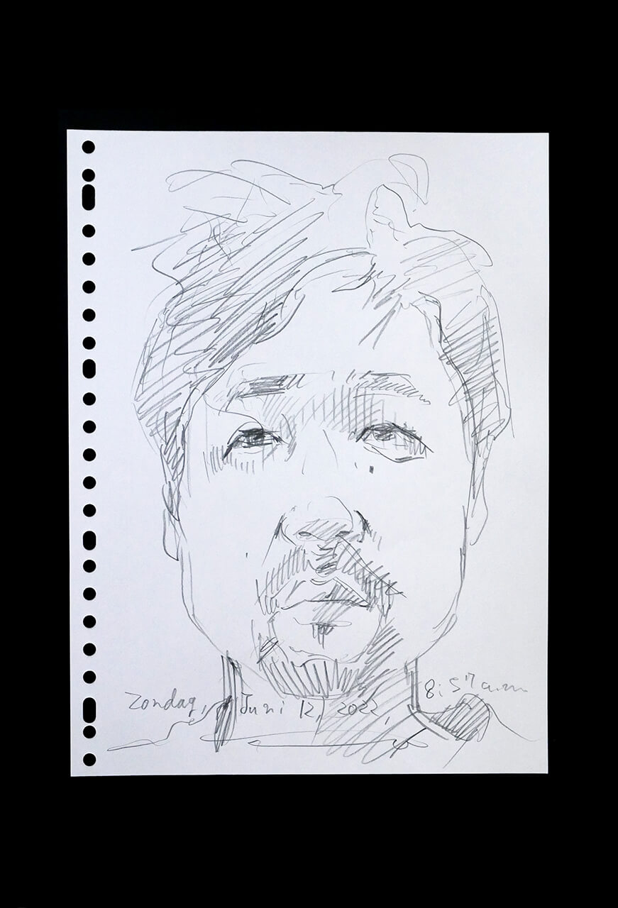 Contemporary artist SHINTAKU Tomoni's 2022/6/12 Self-portrait or pencil drawing