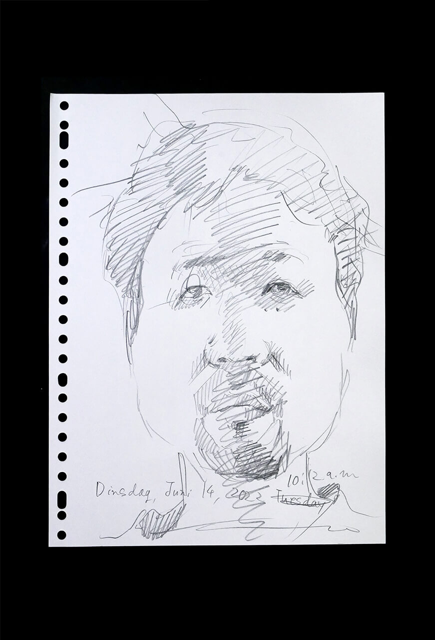 Contemporary artist SHINTAKU Tomoni's 2022/6/14 Self-portrait or pencil drawing