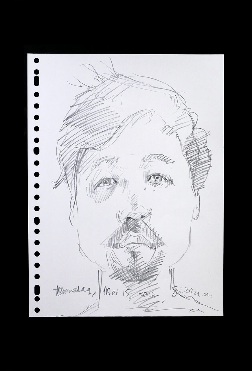 Contemporary artist SHINTAKU Tomoni's 2022/6/15 Self-portrait or pencil drawing
