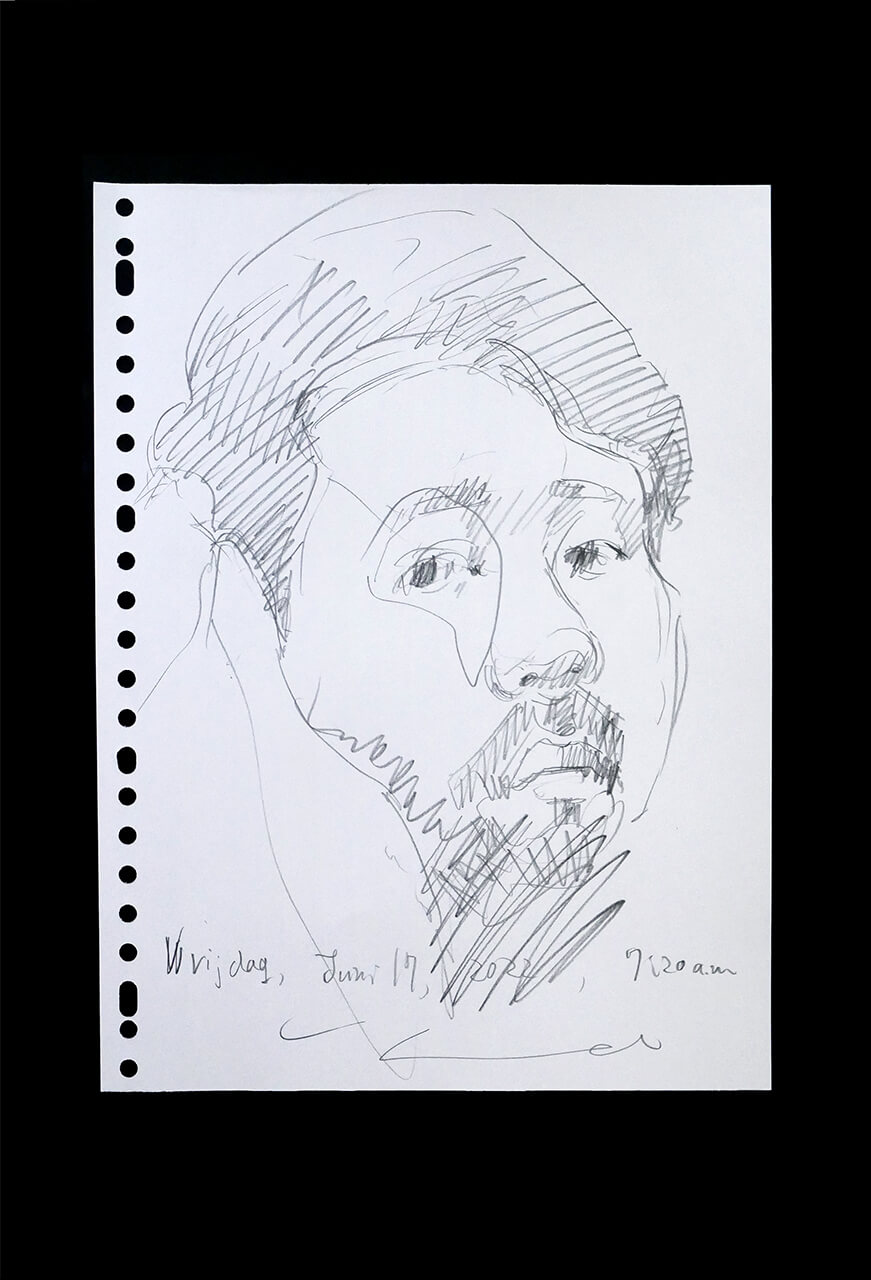 Contemporary artist SHINTAKU Tomoni's 2022/6/17 Self-portrait or pencil drawing