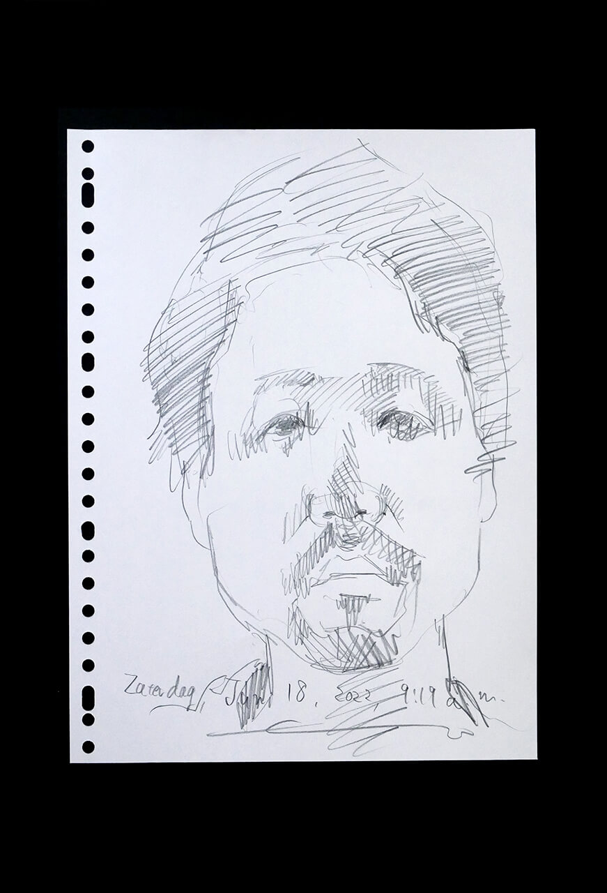 Contemporary artist SHINTAKU Tomoni's 2022/6/18 Self-portrait or pencil drawing