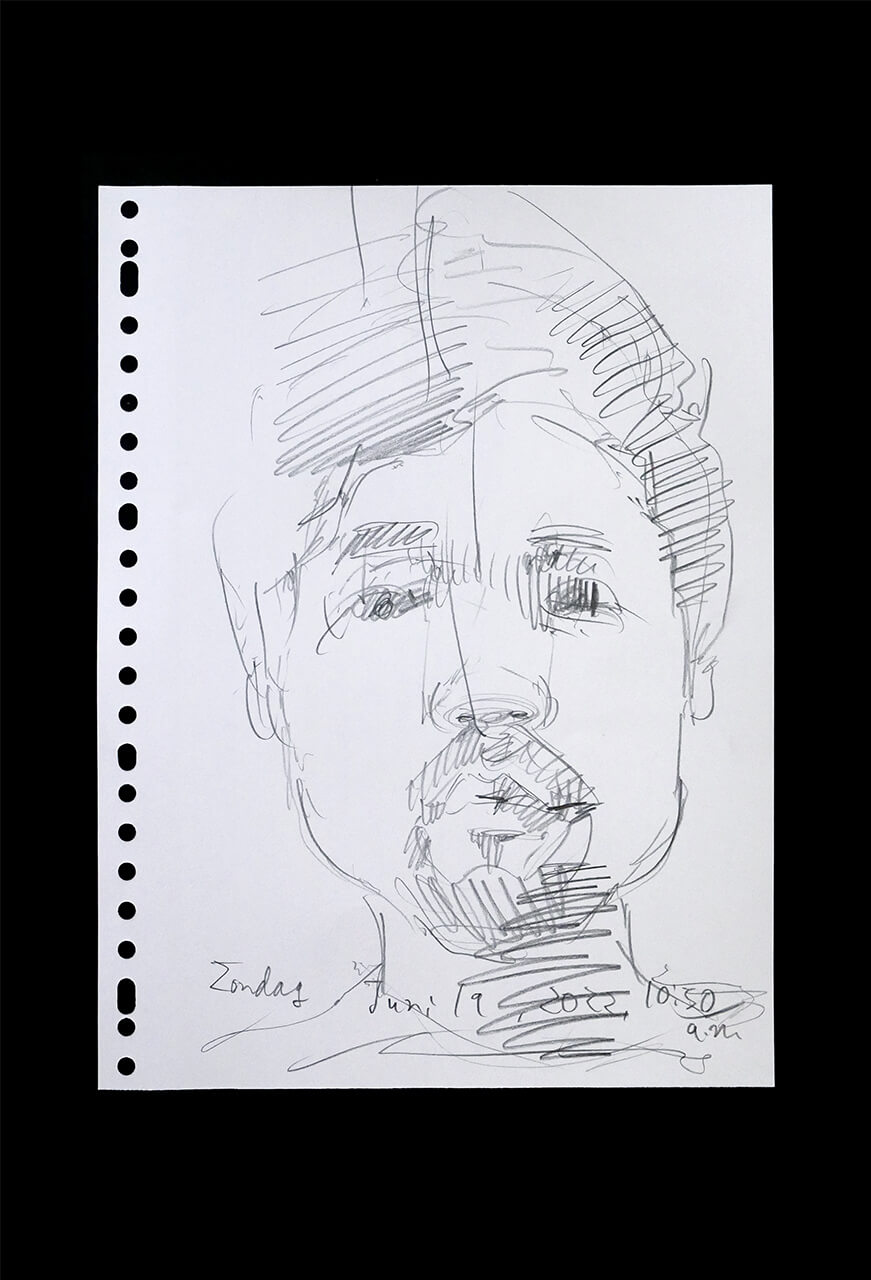 Contemporary artist SHINTAKU Tomoni's 2022/6/19 Self-portrait or pencil drawing