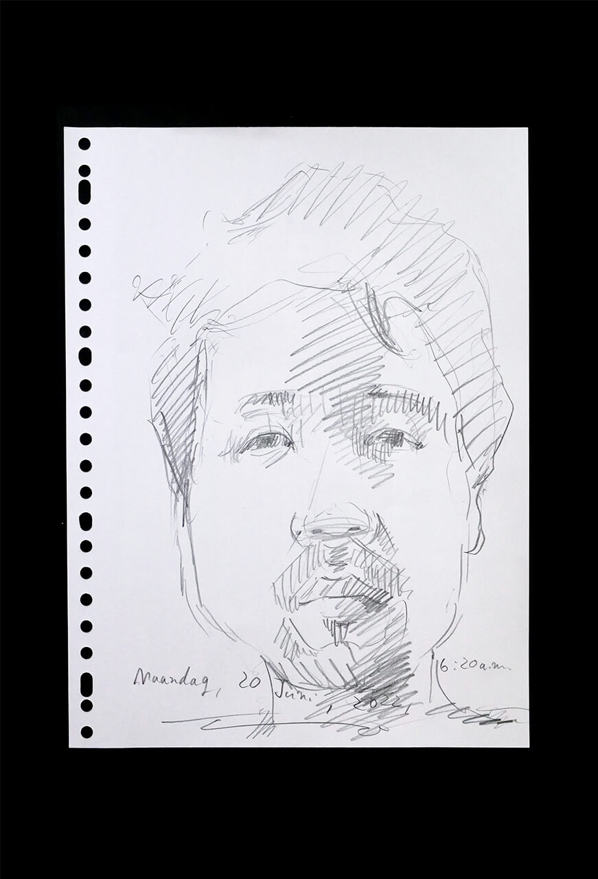 Contemporary artist SHINTAKU Tomoni's 2022/6/20 Self-portrait or pencil drawing
