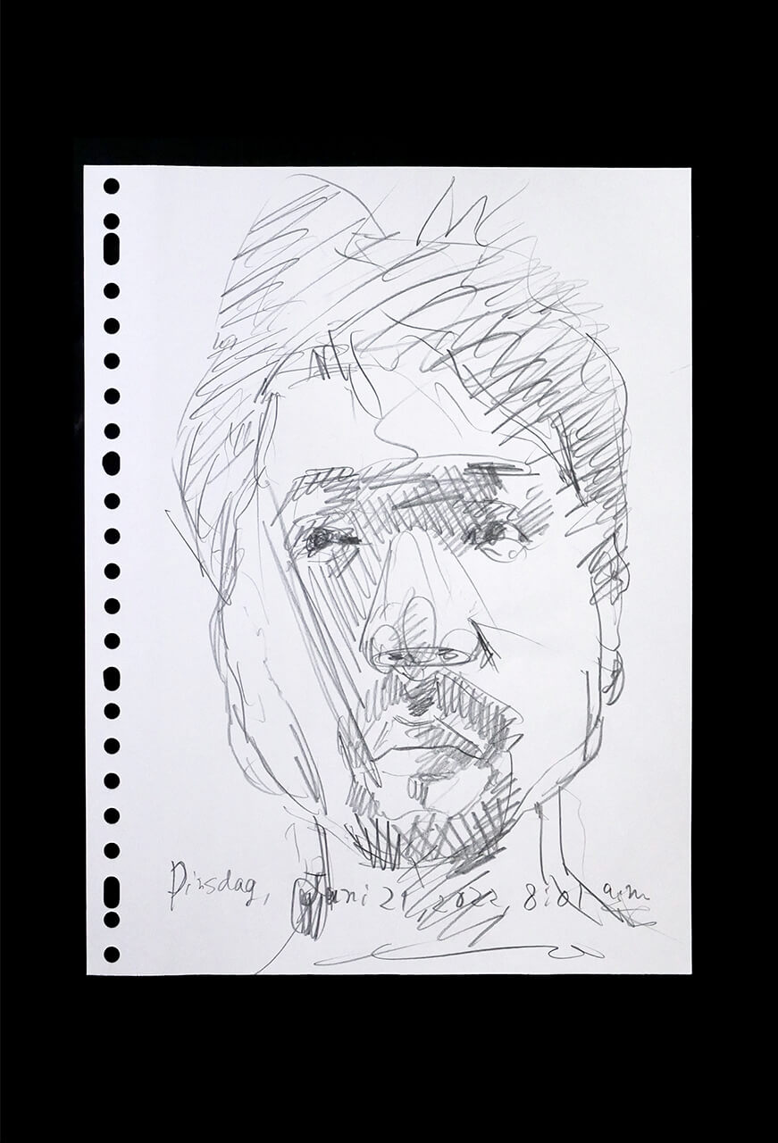 Contemporary artist SHINTAKU Tomoni's 2022/6/21 Self-portrait or pencil drawing