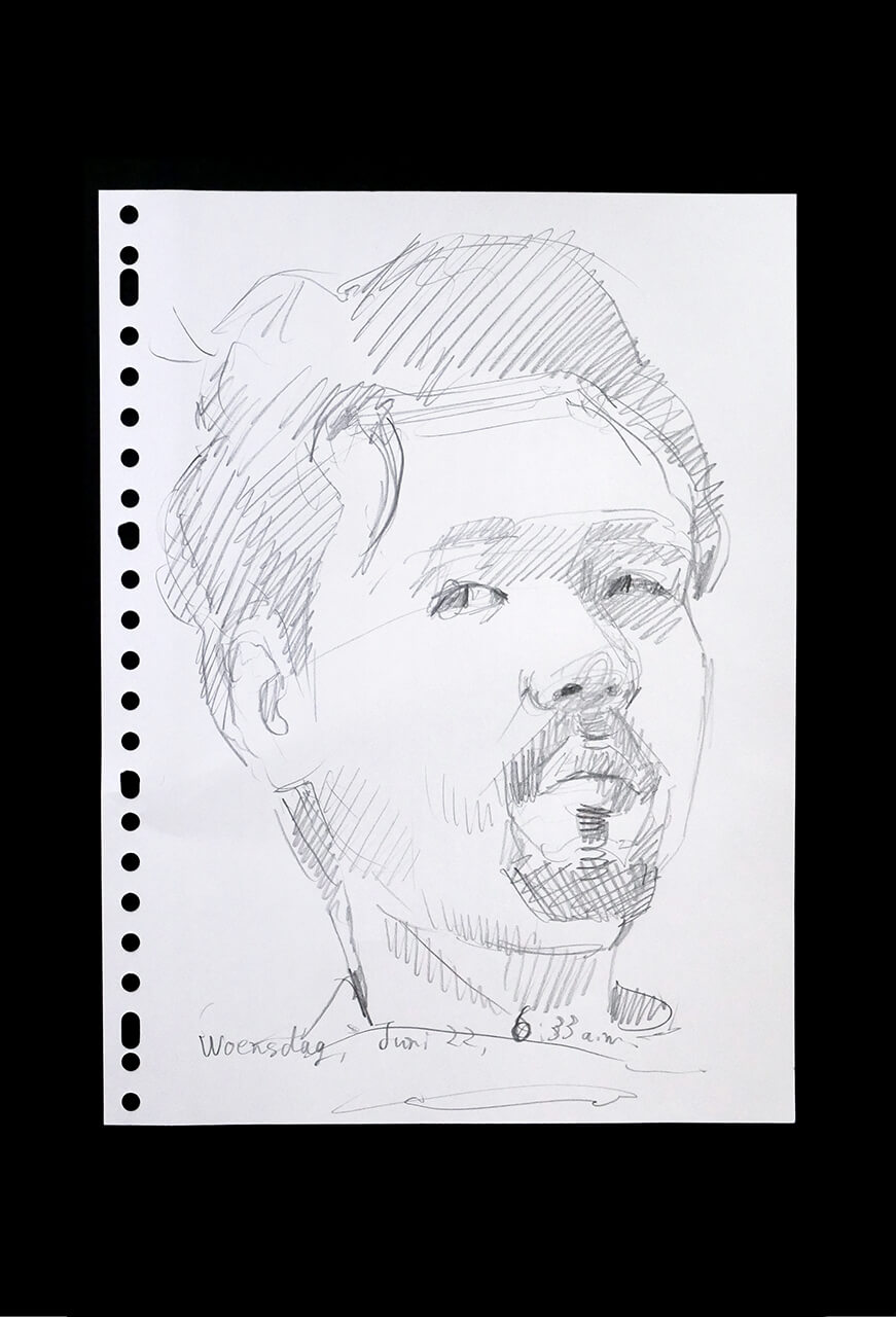 Contemporary artist SHINTAKU Tomoni's 2022/6/22 Self-portrait or pencil drawing