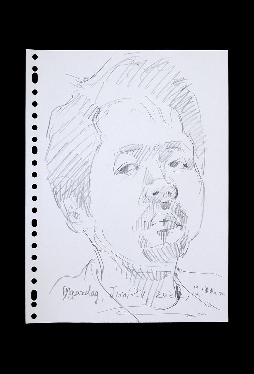 Contemporary artist SHINTAKU Tomoni's 2022/6/27 Self-portrait or pencil drawing