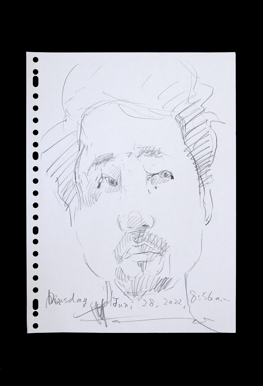 Contemporary artist SHINTAKU Tomoni's 2022/6/28 Self-portrait or pencil drawing