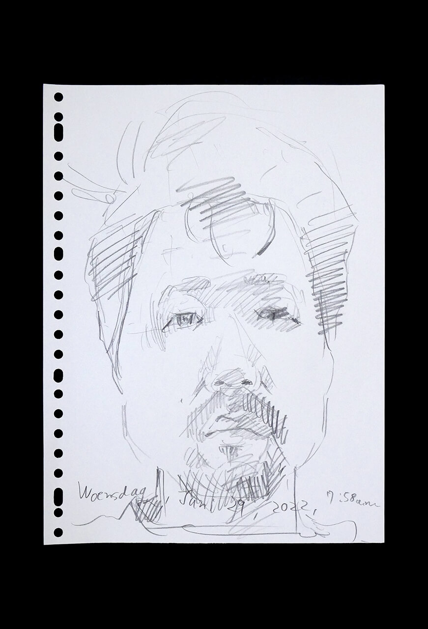 Contemporary artist SHINTAKU Tomoni's 2022/6/29 Self-portrait or pencil drawing