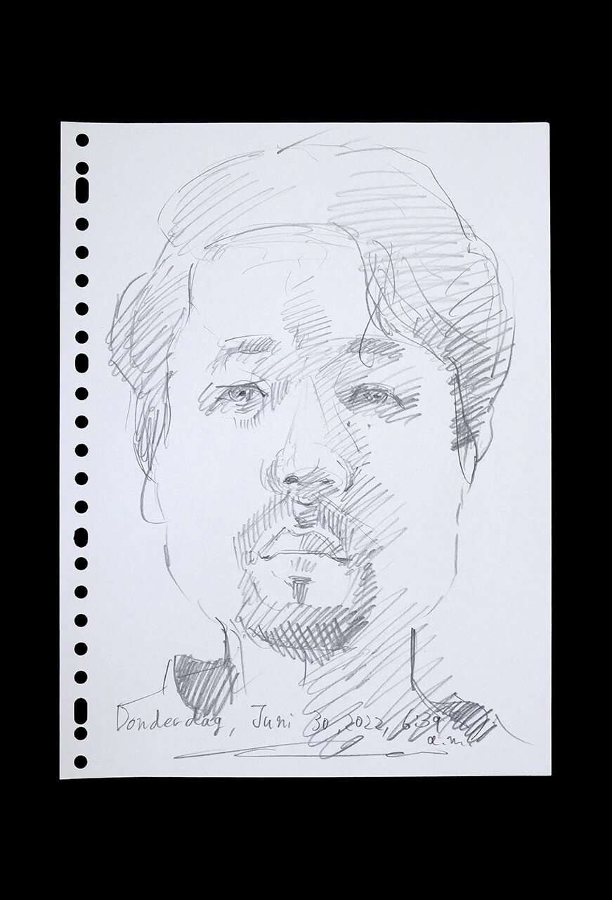Contemporary artist SHINTAKU Tomoni's 2022/6/30 Self-portrait or pencil drawing