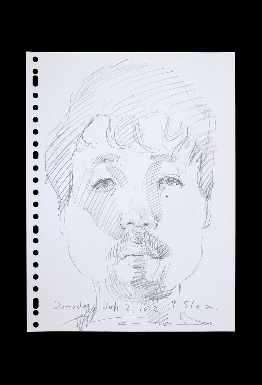 Contemporary artist SHINTAKU Tomoni's 2022/7/2 Self-portrait or pencil drawing