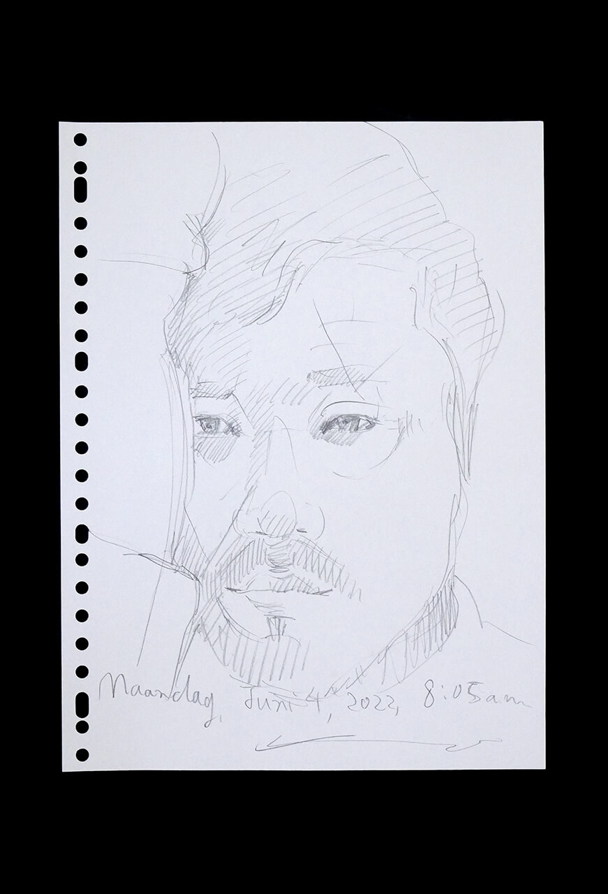 Contemporary artist SHINTAKU Tomoni's 2022/7/4 Self-portrait or pencil drawing