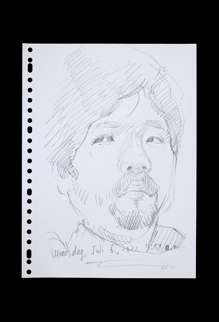 Contemporary artist SHINTAKU Tomoni's 2022/7/6 Self-portrait or pencil drawing