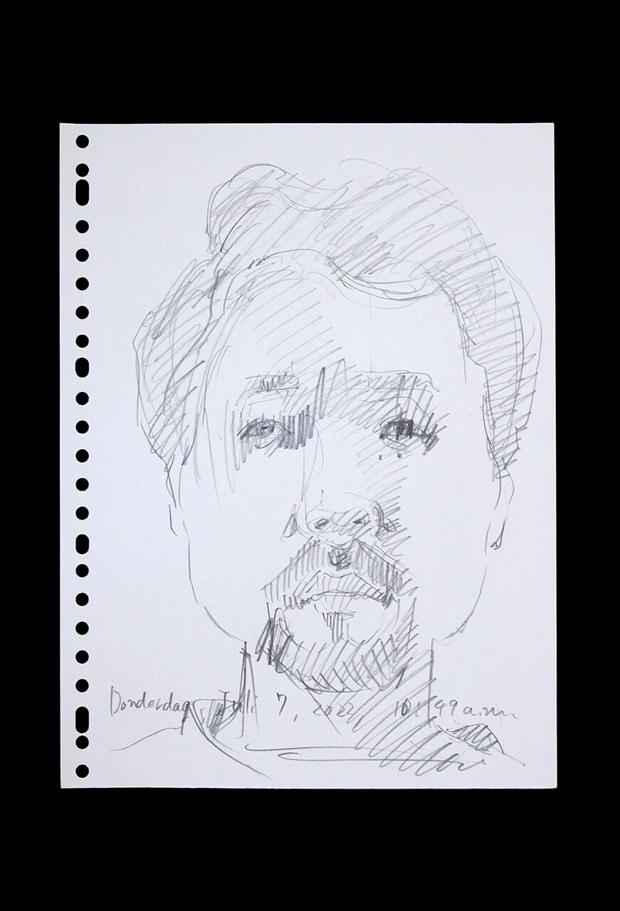 Contemporary artist SHINTAKU Tomoni's 2022/7/7 Self-portrait or pencil drawing