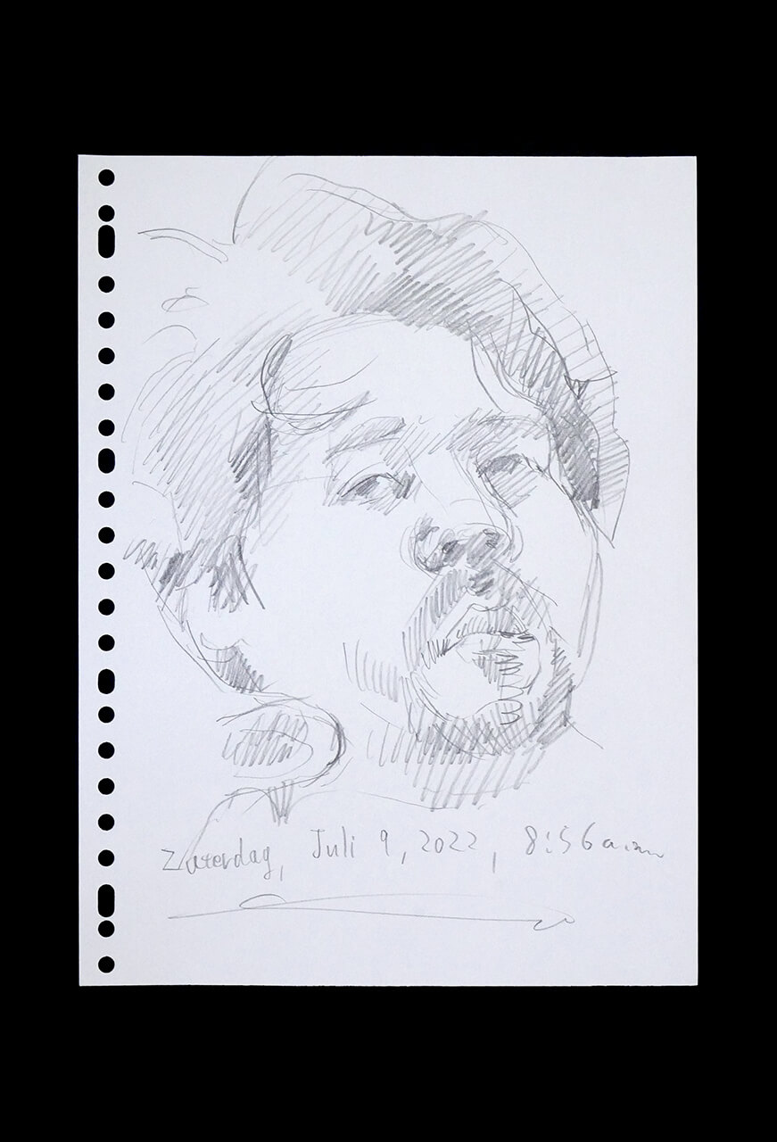 Contemporary artist SHINTAKU Tomoni's 2022/7/9 Self-portrait or pencil drawing