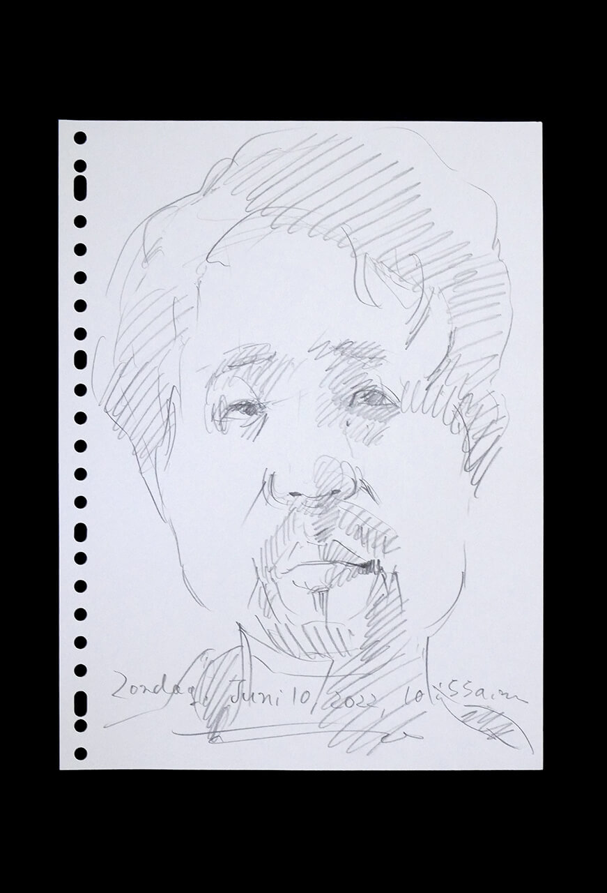 Contemporary artist SHINTAKU Tomoni's 2022/7/10 Self-portrait or pencil drawing