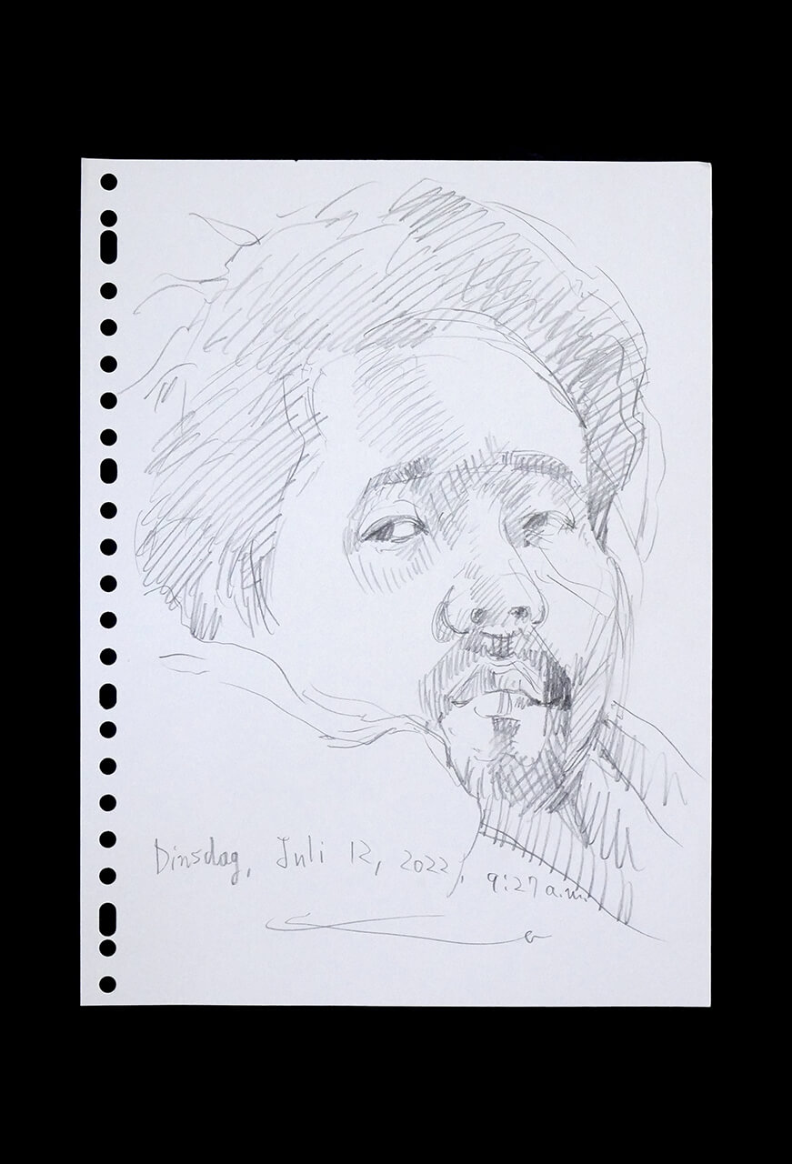 Contemporary artist SHINTAKU Tomoni's 2022/7/12 Self-portrait or pencil drawing