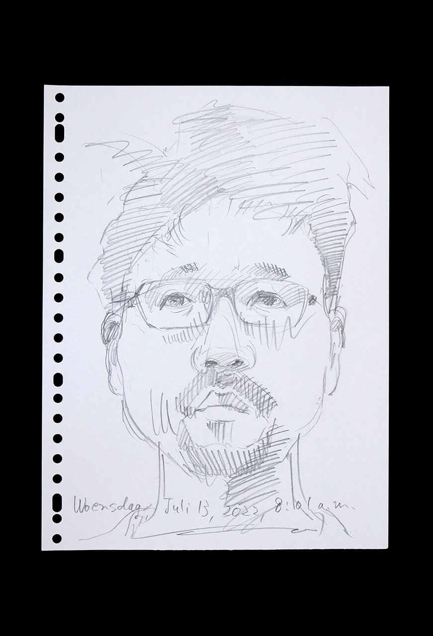 Contemporary artist SHINTAKU Tomoni's 2022/7/13 Self-portrait or pencil drawing