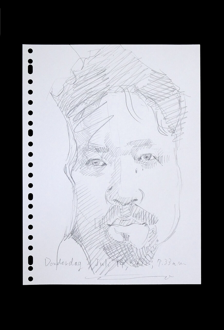 Contemporary artist SHINTAKU Tomoni's 2022/7/14 Self-portrait or pencil drawing