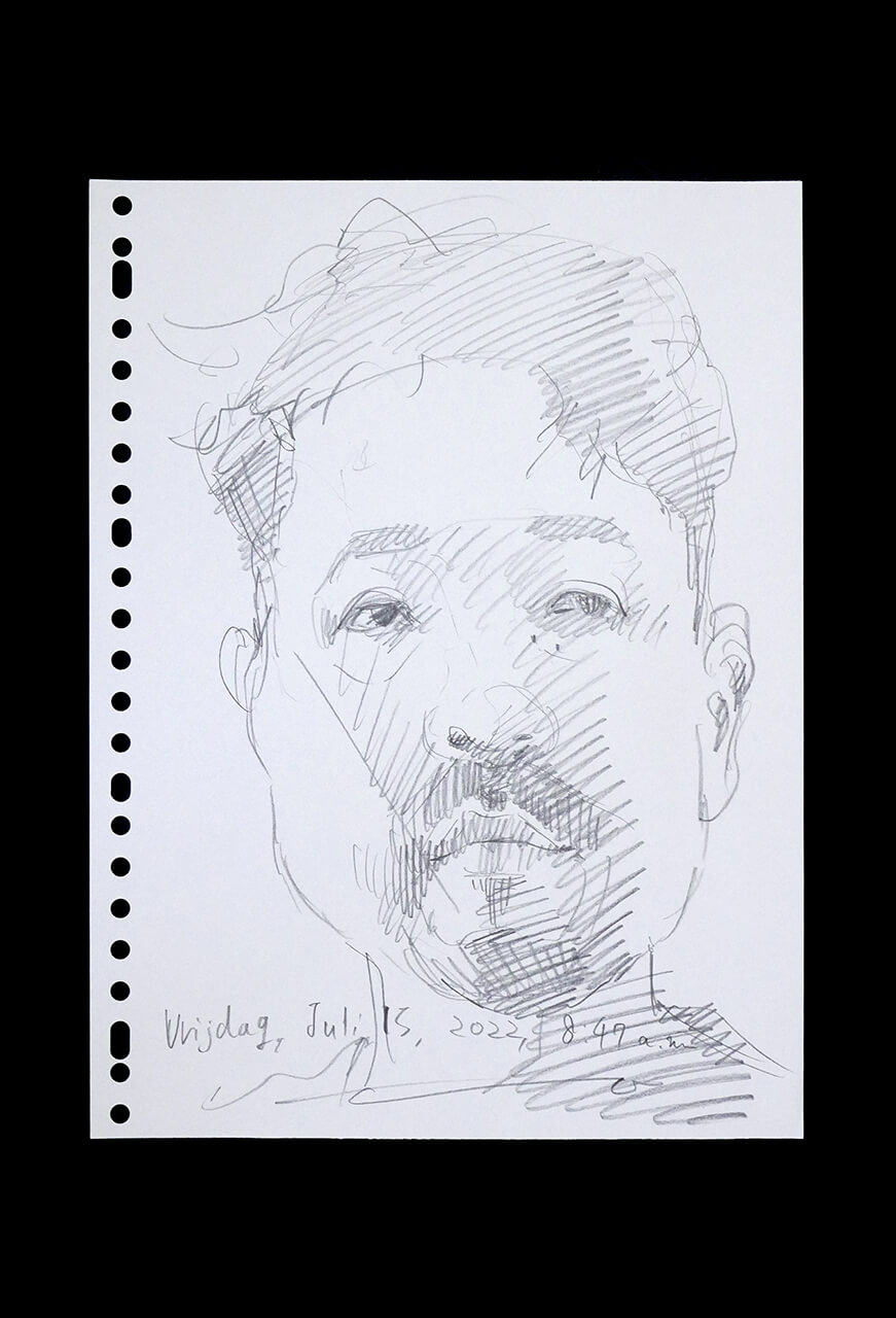 Contemporary artist SHINTAKU Tomoni's 2022/7/15 Self-portrait or pencil drawing