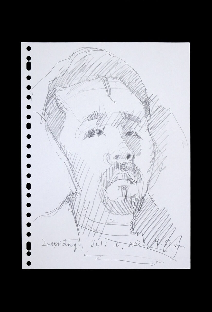 Contemporary artist SHINTAKU Tomoni's 2022/7/16 Self-portrait or pencil drawing