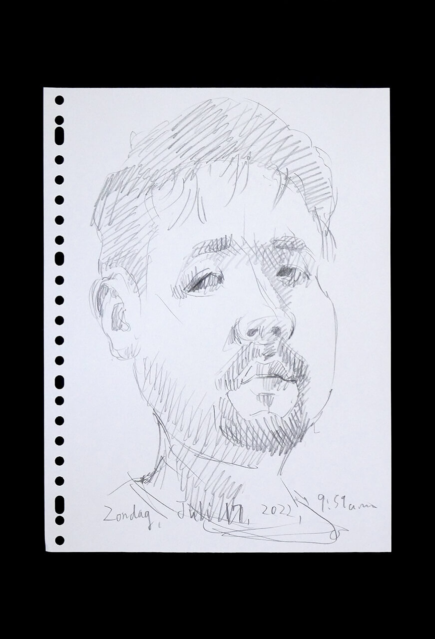 Contemporary artist SHINTAKU Tomoni's 2022/7/17 Self-portrait or pencil drawing