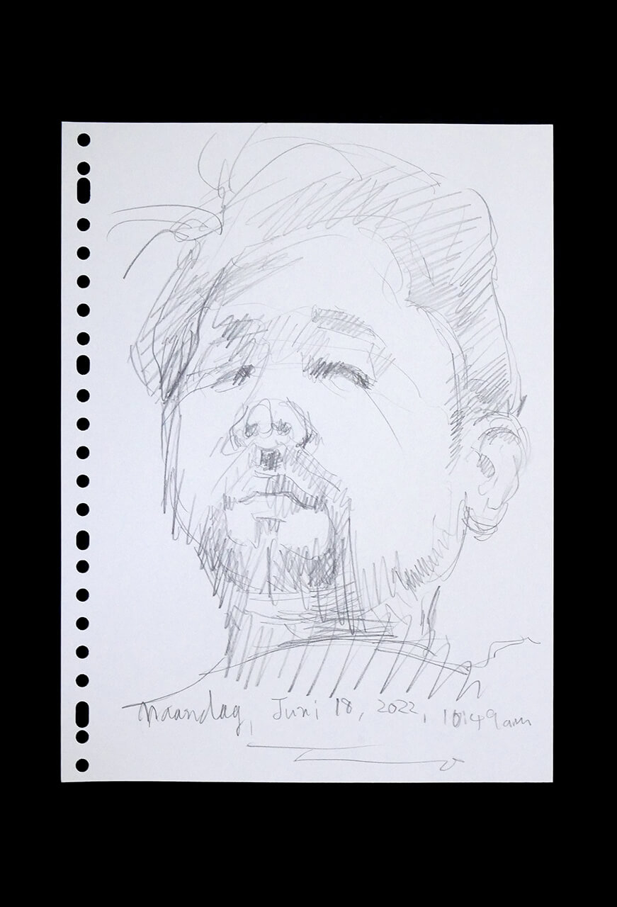 Contemporary artist SHINTAKU Tomoni's 2022/7/18 Self-portrait or pencil drawing
