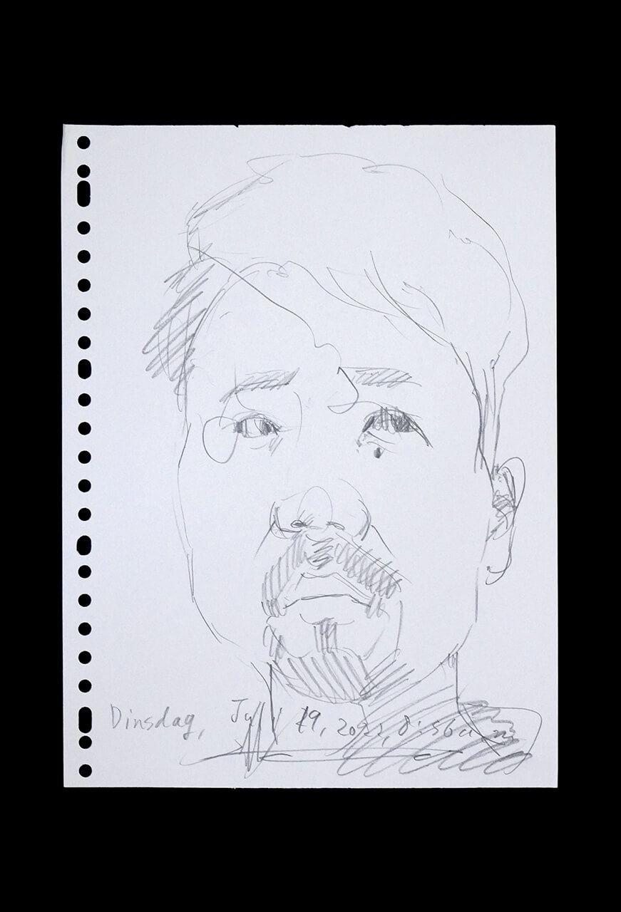Contemporary artist SHINTAKU Tomoni's 2022/7/19 Self-portrait or pencil drawing