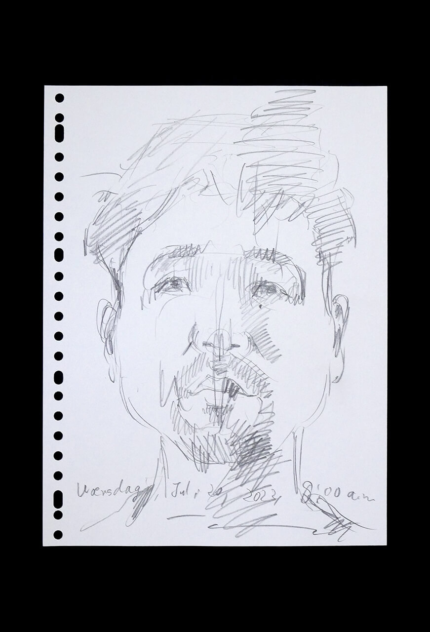 Contemporary artist SHINTAKU Tomoni's 2022/7/20 Self-portrait or pencil drawing