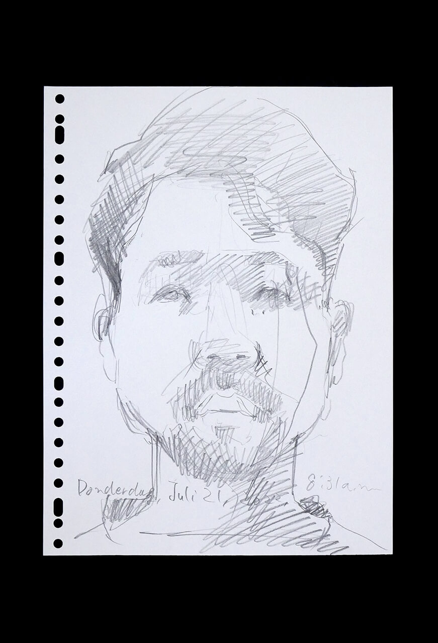 Contemporary artist SHINTAKU Tomoni's 2022/7/21 Self-portrait or pencil drawing