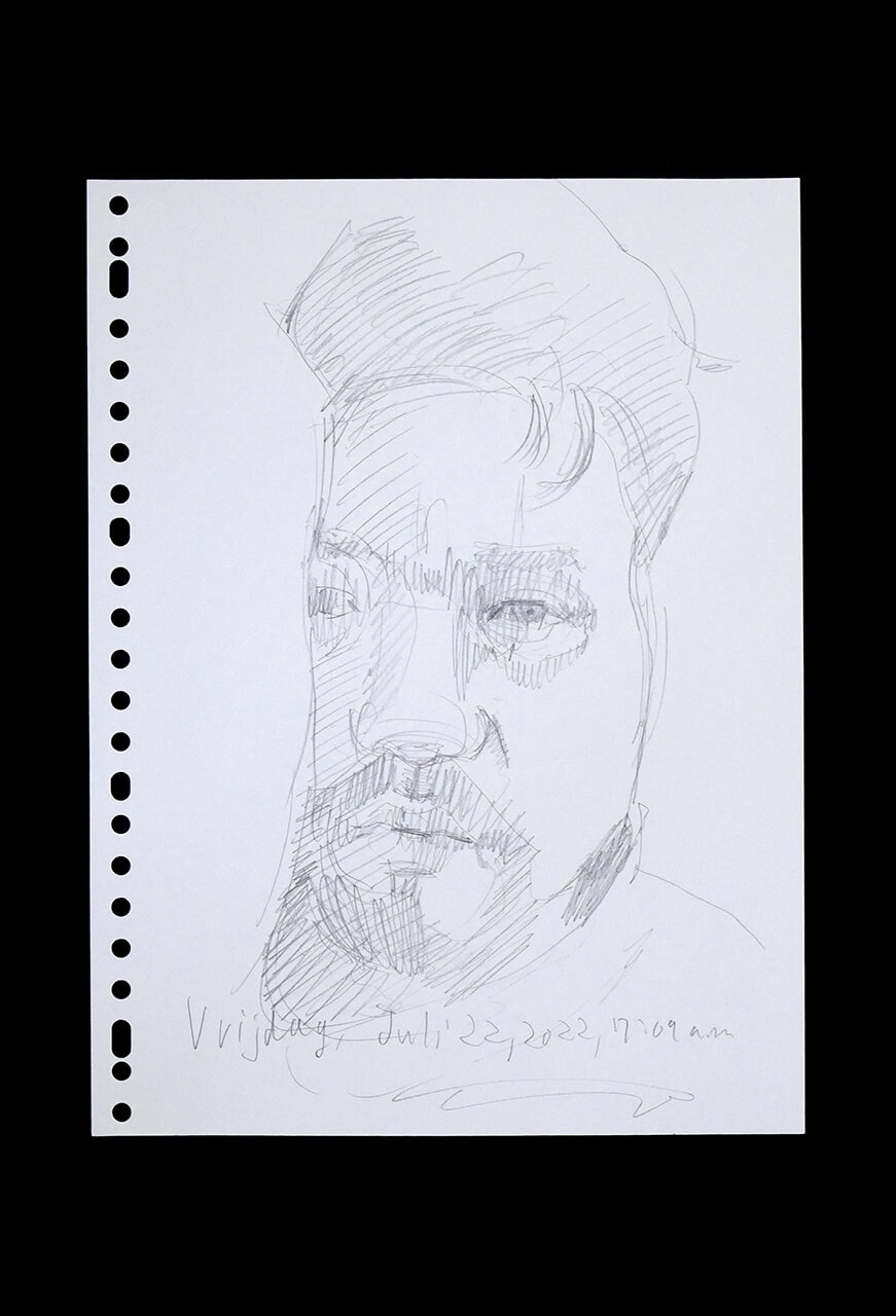 Contemporary artist SHINTAKU Tomoni's 2022/7/22 Self-portrait or pencil drawing