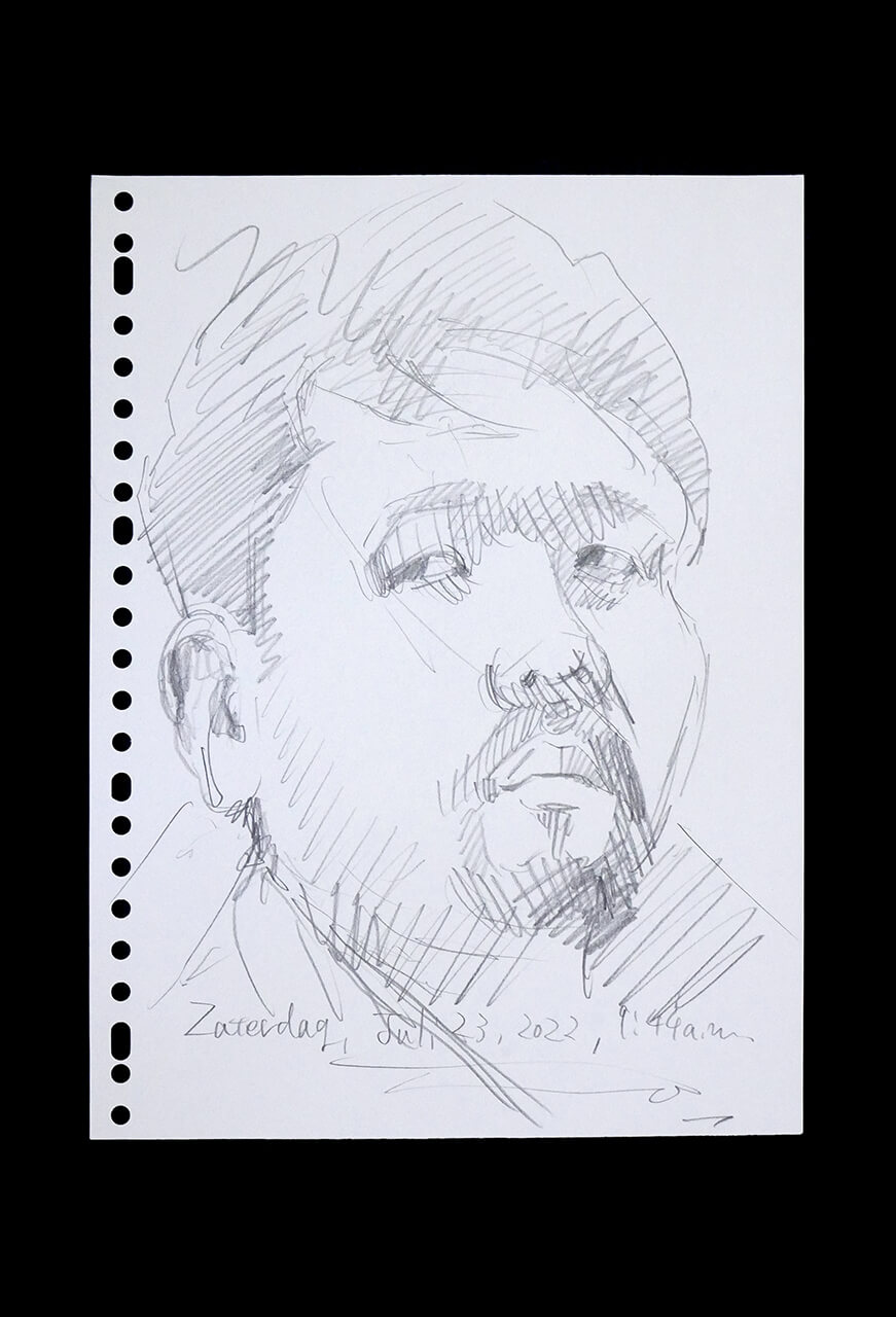 Contemporary artist SHINTAKU Tomoni's 2022/7/23 Self-portrait or pencil drawing